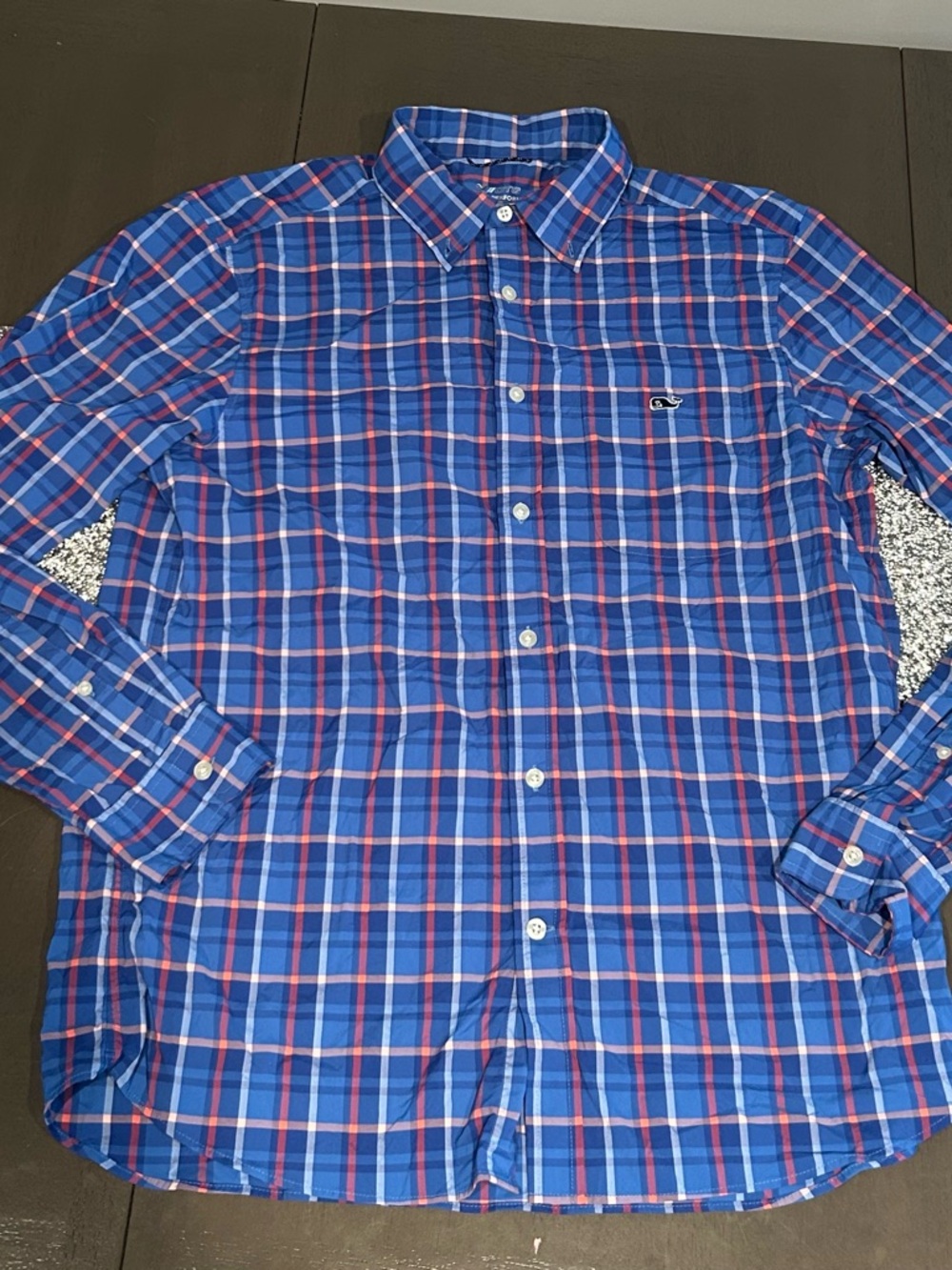 Vineyard Vines Blue and Red Plaid Button-Down Shirt